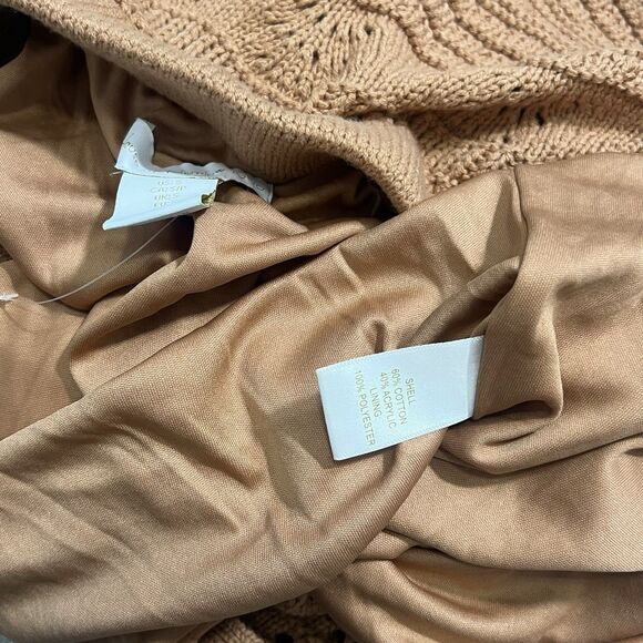 House of Harlow Skirt Brown caramel Knit Crochet Fringe Stretch Boho NWT small - Picture 5 of 7